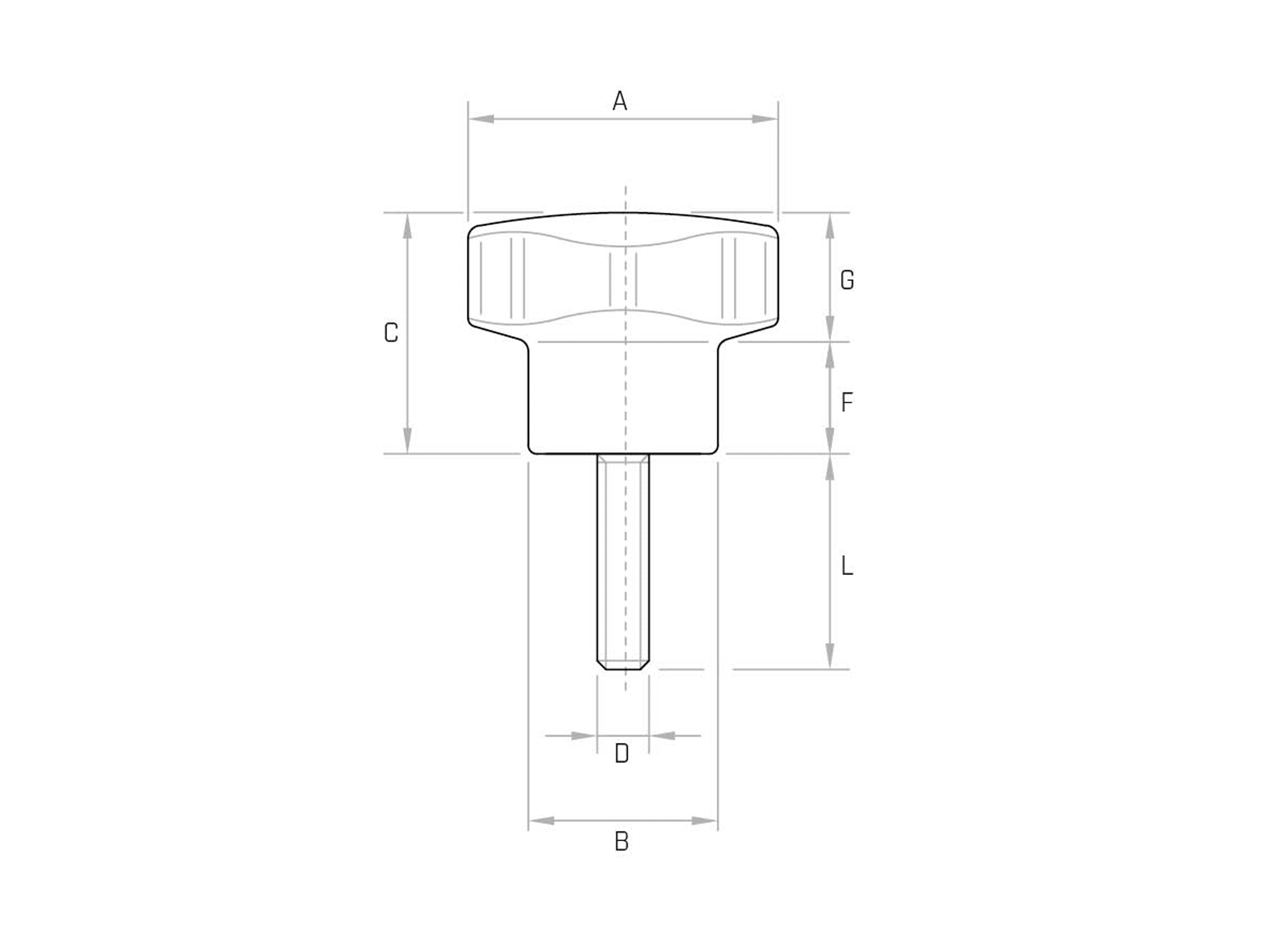 VP - Six-lobe handwheel with pin and solid under-head (Pack of 10) - Gamm VP - Six-lobe handwheel with pin and solid under-head (Pack of 10) - Gamm